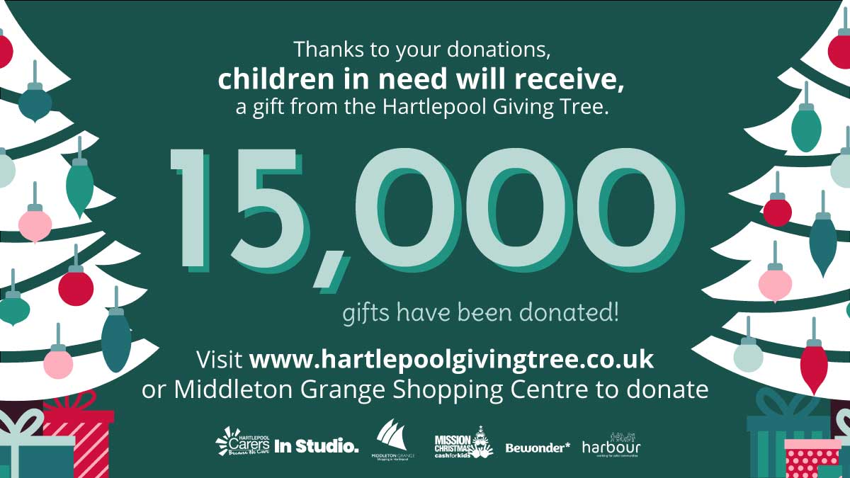 Hartlepool Giving Tree (UK-Wide) (@hartlepooltree) on Twitter photo The online Hartlepool Giving Tree is now closed, with a total of 15,000 gifts donated. We can't thank you enough for your support and generosity. We are accepting donations and deliveries via the physical <a href="/middletongrange/">Middleton Grange</a> Hartlepool Giving Tree until Tuesday 20th December. The online Hartlepool Giving Tree is now closed, with a total of 15,000 gifts donated. We can't thank you enough for your support and generosity. We are accepting donations and deliveries via the physical <a href="/middletongrange/">Middleton Grange</a> Hartlepool Giving Tree until Tuesday 20th December.