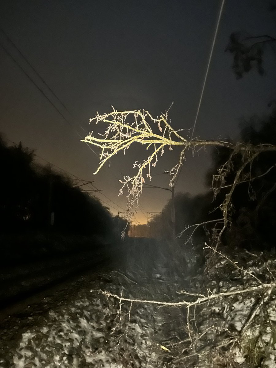 LaurentKD77's tweet photo. Bon la matinée finie mal, heurt d’un arbre, chute dans les voies sur le ballast verglacé lors de la visite de la voie et terminus #Belfort de notre #TER839550. Il sera raccordé au #TER839552 pour la poursuite du trajet jusqu’à Paris-Est. https://t.co/T6GD5KX1Fk
