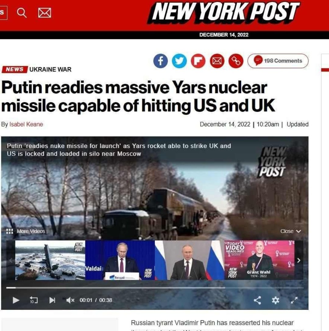 Circonscripti18's tweet photo. ⚡#Russia 🇷🇺 A en croire les médias occidentaux, seule la #Russie déploie son système de dissuasion nucléaire. Le #NewYorkPost a annoncé que la Russie se prépare à déployer un énorme missile Yars capable de frapper à la fois les États-Unis 🇺🇸 et le Royaume-Uni #UK 🇬🇧
#Donbass 🇷🇺 https://t.co/9tt8uVU4XX