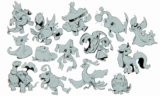 14 pokemon doodles in 2 hours! thanks everyone who said hi and sent suggestions, and for the bits and subs!! see you in the next stream maybe!! 