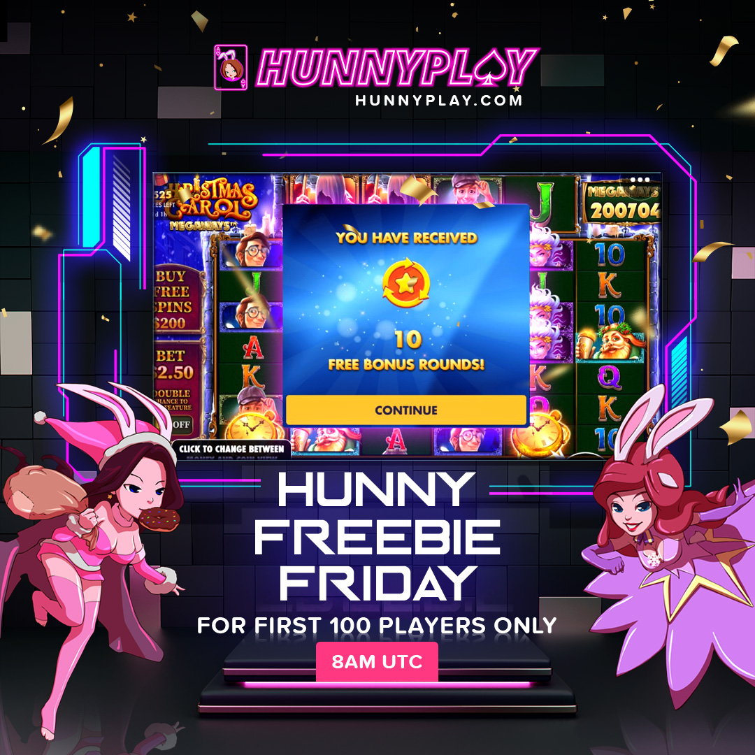 💃🏼Santa Hunny is coming to town cause it's Hunny Freebie Friday! She'll be giving 10 Free Spins to First 100 Players each at 8AM UTC on 16th Dec! Don't miss the chance hunnyplay.com 
#FreeSpins #freetoplay #GamblingTwitter #カジノ #p2e #slot #slots #スロット #オンカジ