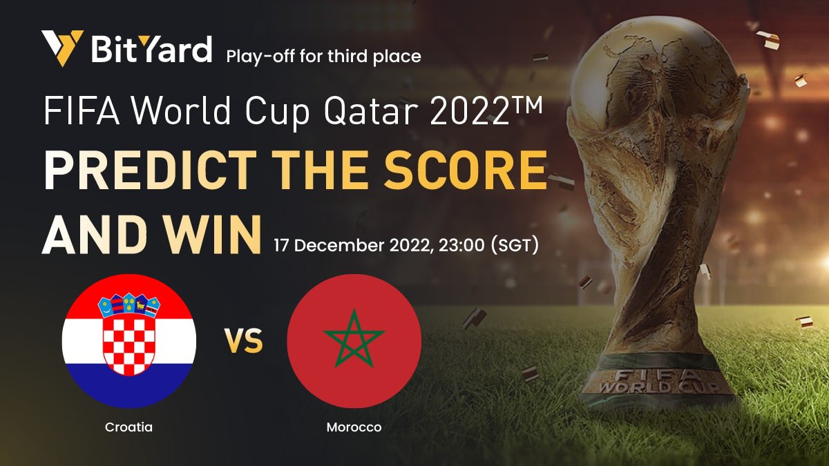 BYDFi's tweet photo. ⚽️Predict Third place winner and Win with #BitYard ​⚽️

Which team will win?🎉
Croatia🇭🇷🆚 Morocco🇲🇦

🎁$25 USDT Trial funds each for 5 winner
⏰24 hours

1️⃣Follow @BitYard_Global
2️⃣RT &amp; Tag 3 friends 
3️⃣Share your answer

#BitYardGiveaway #FIFAWorldCup https://t.co/glEFnLdrGZ