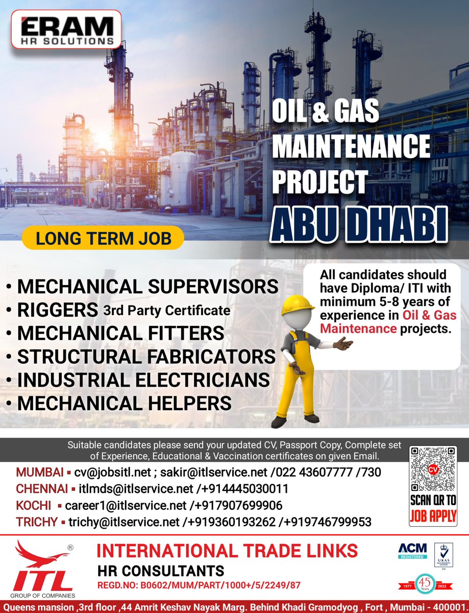 ItlJobs's tweet photo. JOB VACANCY FOR #abudhabi

CLICK ON LINK TO APPLY JOB > https://t.co/t4H7Iy9eMZ
Learn more :
https://t.co/L5a1jRLuOk

#mechanical #supervisorjobs #fitters #fabricator #electrician #maintenancejobs #eram #hrsolutions #mechanical #supervisorjobs #rorating #petrochemical #refinery https://t.co/Ezo5oFhrJV