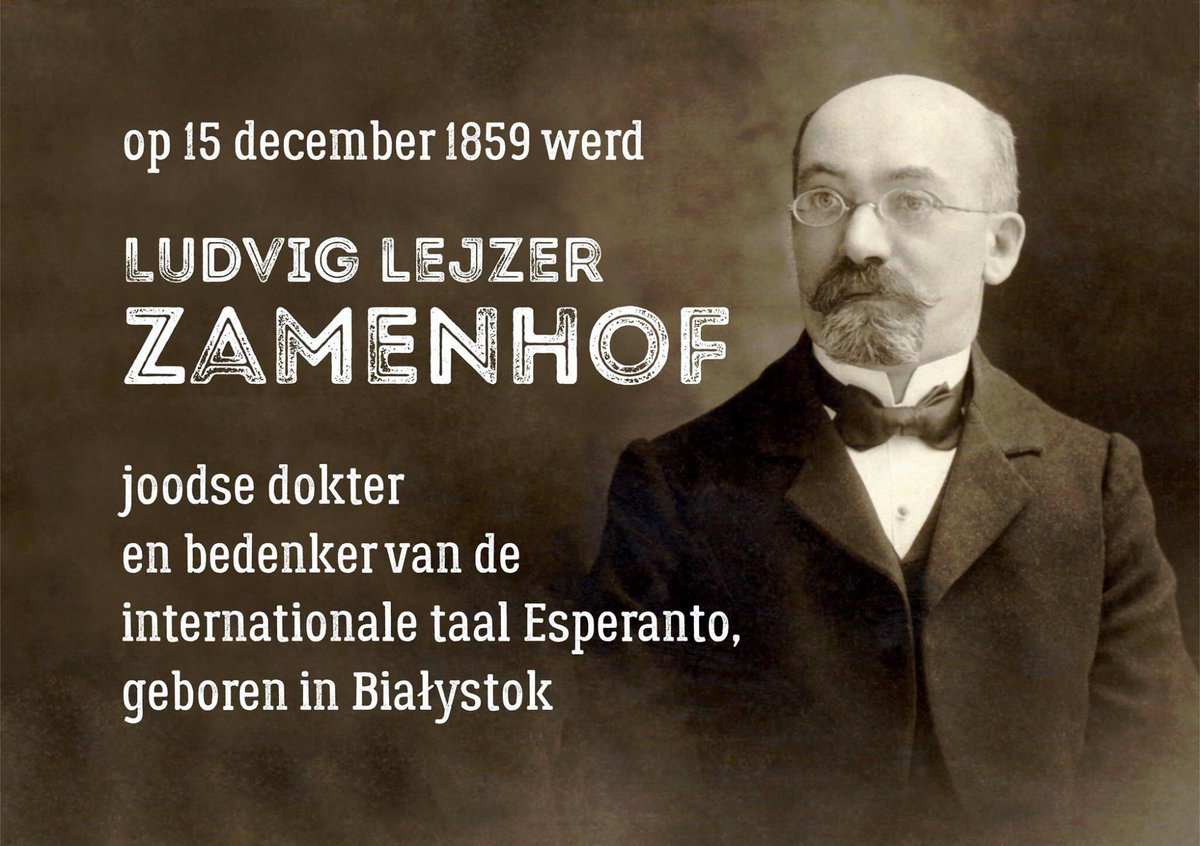 163 jaar geleden, op 15 december 1859 werd Ludvik Lejzer Zamenhof geboren. 

Voor meer informatie over Zamenhof, in het Esperanto en in andere talen kijk op: zamenhof.info

(bron van het affiche: Białostockie Towarzystwo Esperantystów:
facebook.com/media/set/?set…)
