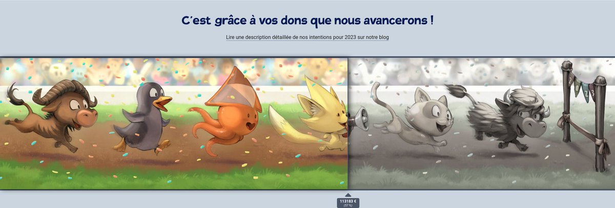 framasoft's tweet image. Ces derniers jours, on voit une grosse mobilisation autour de notre campagne de dons, qui peinait à décoller : ça fait chaud au cœur.

On en est à 57 % de nos objectifs, avec 15 jours pour les atteindre.