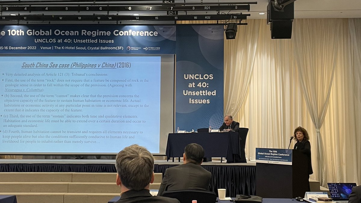 ConstantinYiall's tweet photo. Prof @niluferoral on the  implications of sea level rise on #islands. The ability of an island to sustain habitation (not mere survival) is crucial for maritime entitlements. Sea level rise threatens preservation of such entitlements. #UNCLOS40 @BIICL @NUS_CIL https://t.co/SiJsYYye53