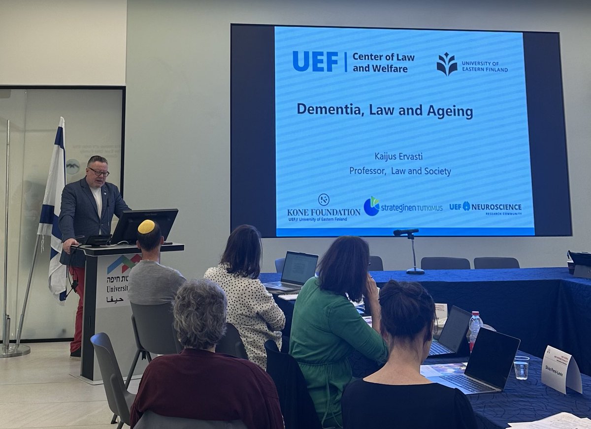 Annamakipetaja's tweet photo. At Law, Ageing and Intersectionality workshop organized by @IssiDoron @UofHaifa, @KaijusE presenting our multidisciplinary projects #OITIS, #VAPA and #WELGO. @HVoikeus @UEFneuroscience @UEFLawSchool @WELGO_fi @KoneenSaatio @Akatemia_STN https://t.co/EY7JhJUdtZ