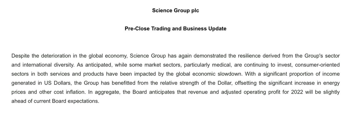 shares4sharing's tweet photo. #SAG trading update confirms results should be ‘slightly ahead’. Plenty of cash and #TPG acquisition expected to be earning enhancing in 2023. Currency cap for $ now in place. Outlook also encouraging. I hold. Well done them. https://t.co/KrvBQfBFHA