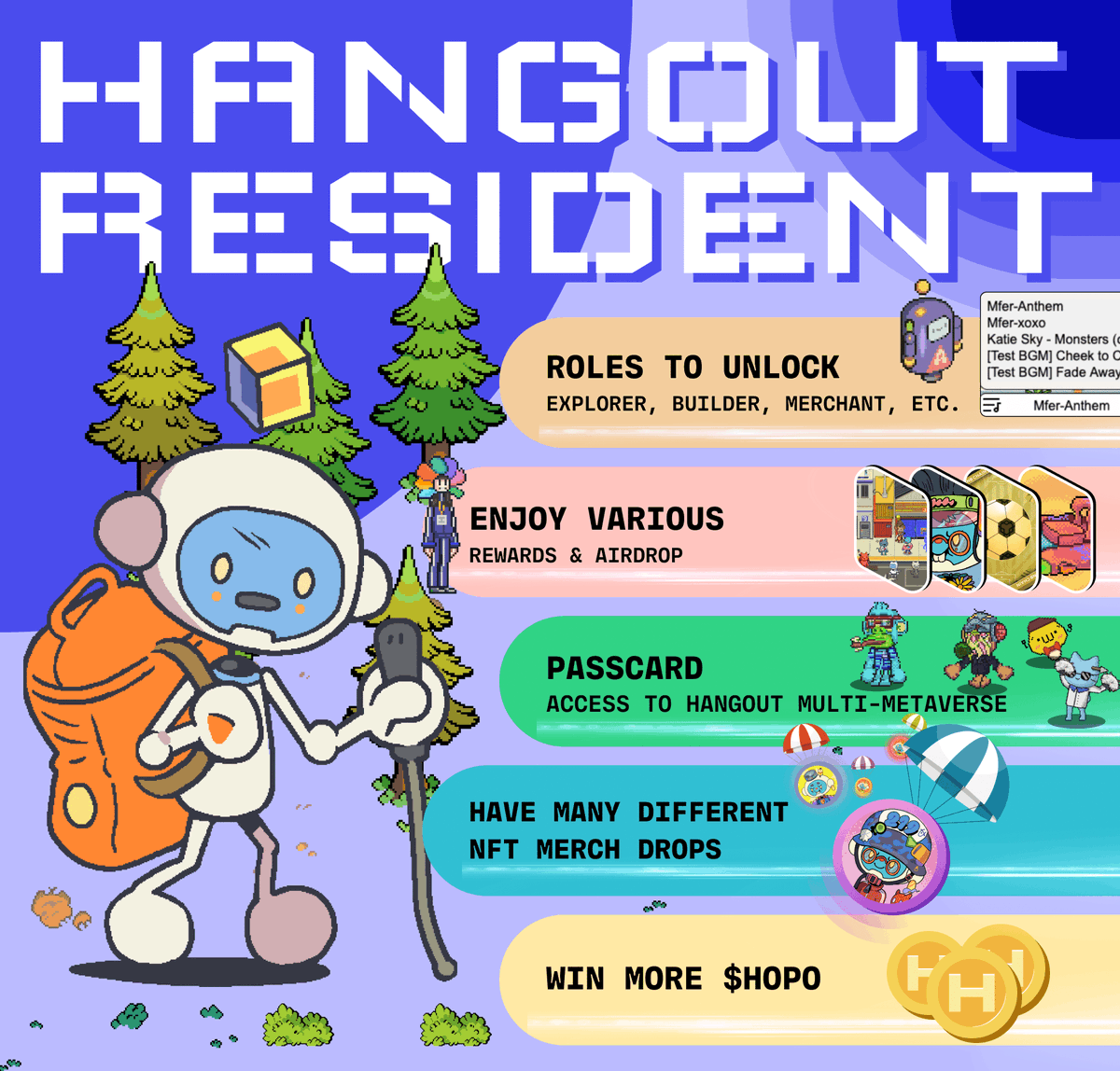 HangoutMeta's tweet photo. 🤖️If you're new to Hangout #Metaverse, we extend a warm welcome! There's a lot you can do here — read on 🪐🧵
Participate in the raffle to win the WLs and be the real Hangout residents👇https://t.co/3Alc4JKQg6.  
1/6 https://t.co/gqDUFUj2fG