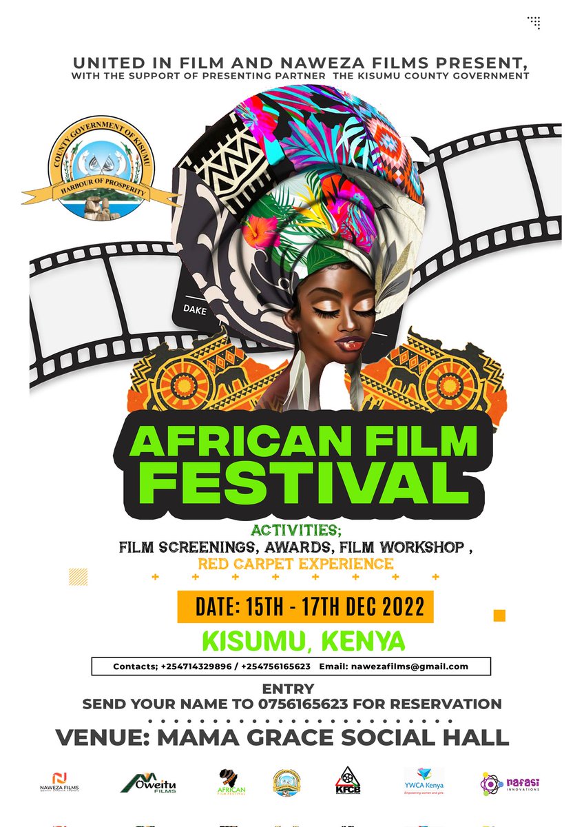 kenyafilmcomm's tweet photo. African Film Festival invites you to 3 days of film screenings, film workshops and award set to take place at Mama Grace Social Hall in Kisumu County.
See poster for more details.
@KisumuCountyKE @AnyangNyongo https://t.co/dfdd0BSVA8