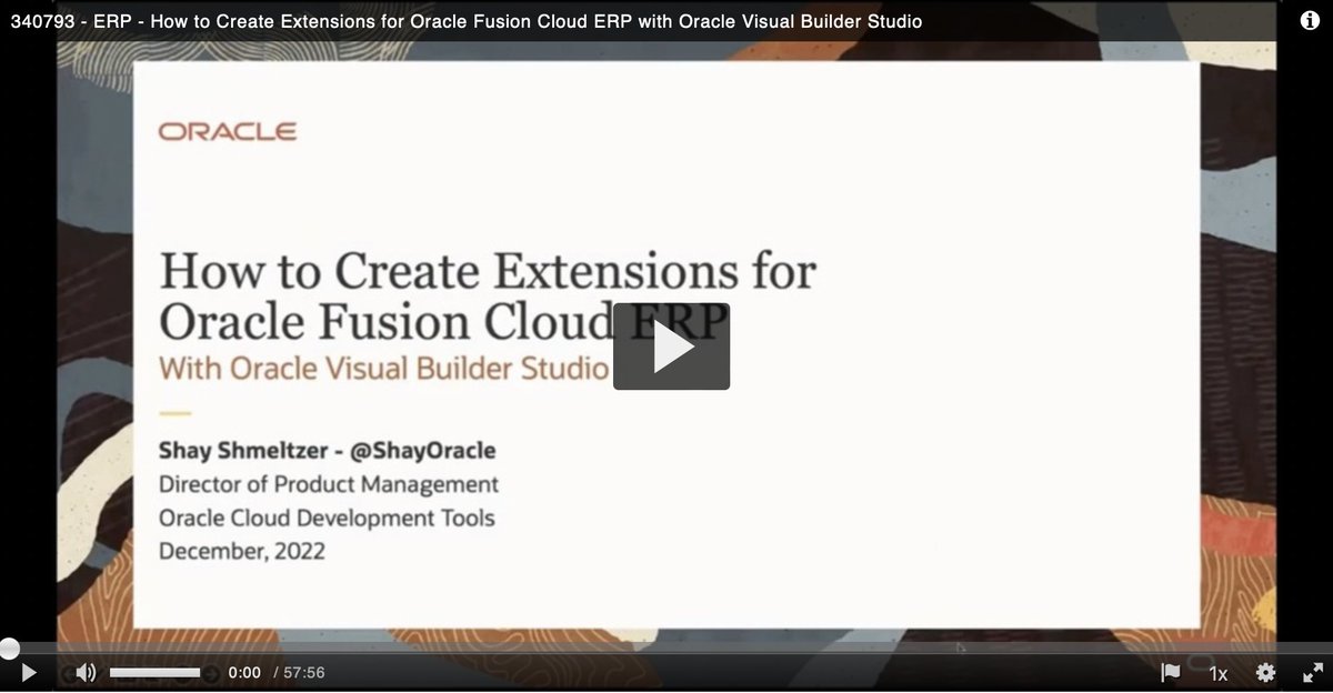 ShayOracle's tweet image. Extending #Oracle ERP with Visual Builder - recording from our live seminar yesterday (demos start around 17:00) - check out what #OracleVB can do for you.
community.oracle.com/customerconnec…