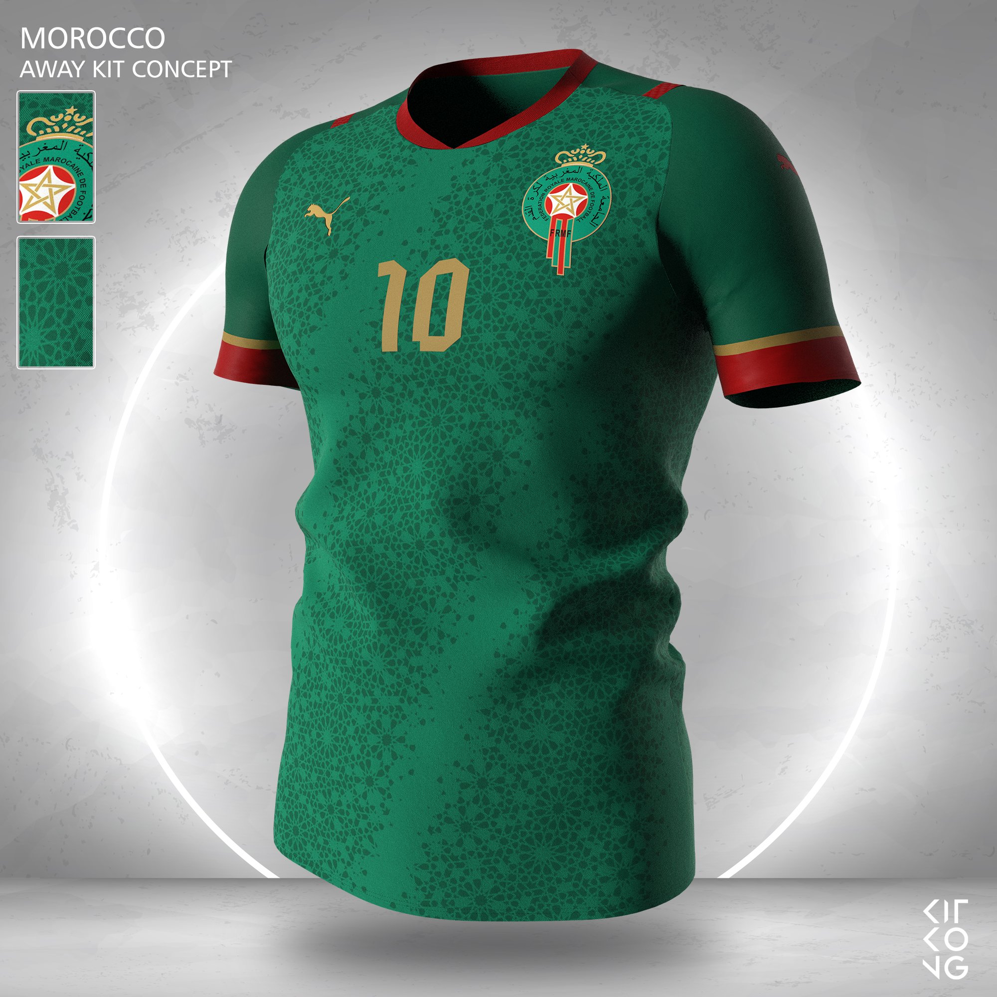KitKong on Twitter: "#WC2022 Away kit concept for @EnMaroc 🇲🇦 @FRMFOFFICIEL @Moroccotoken @OFFICIALMTF2K18 @AfrykanskiF @xoxabstract @farasha0 @lionsdelatlass @dmsportma @JoueursMA @532off #Qatar2022 #jersey #design #footballkits ...