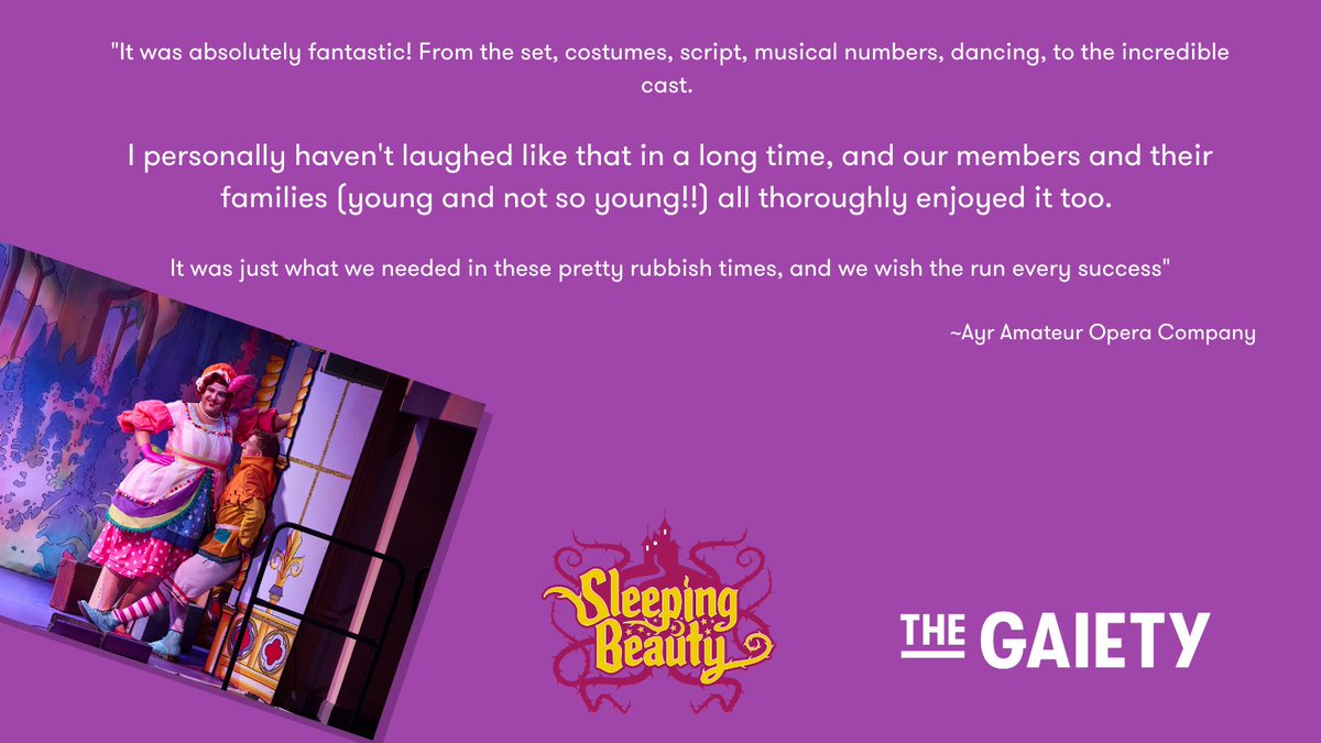 AyrGaiety's tweet photo. Our Sleeping Beauty audiences are LOVING our 5-star rated show! ⭐⭐⭐⭐⭐

"Absolutely Fantastic!" ~ Ayr Amateur Opera Company @aaocpublic 

See what all the fuss is about for yourself - book your tickets today at https://t.co/jgXJRb9XCU

Photography Credits: AMD Studios https://t.co/H1cgGhpr9C