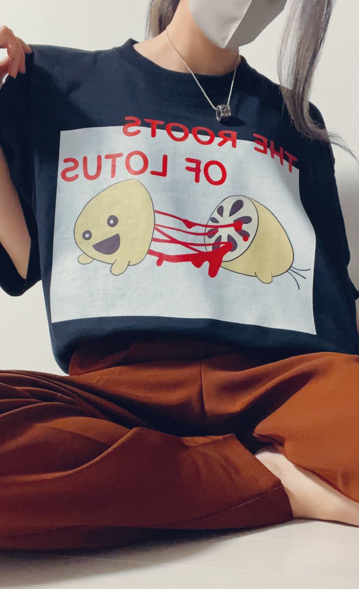 「配さんのレンコンくんTシャツ届いたオーバーサイズ好きなんでXXLサイズ152㎝(」|🔞只野ガラク太🔞（多忙）のイラスト