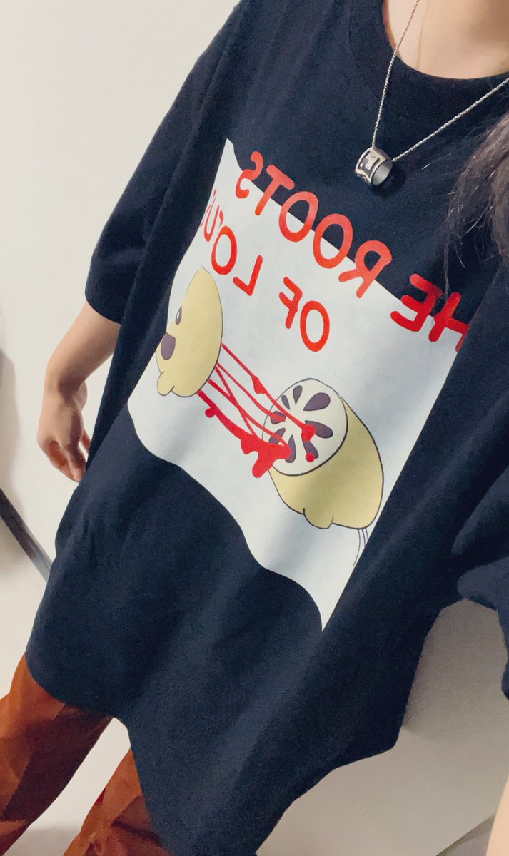「配さんのレンコンくんTシャツ届いたオーバーサイズ好きなんでXXLサイズ152㎝(」|🔞只野ガラク太🔞（多忙）のイラスト