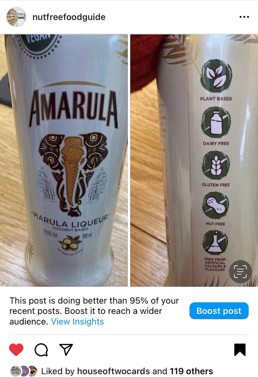 Now if only all food & drinks companies had to label like this! Well done @amarula #allergyapplause