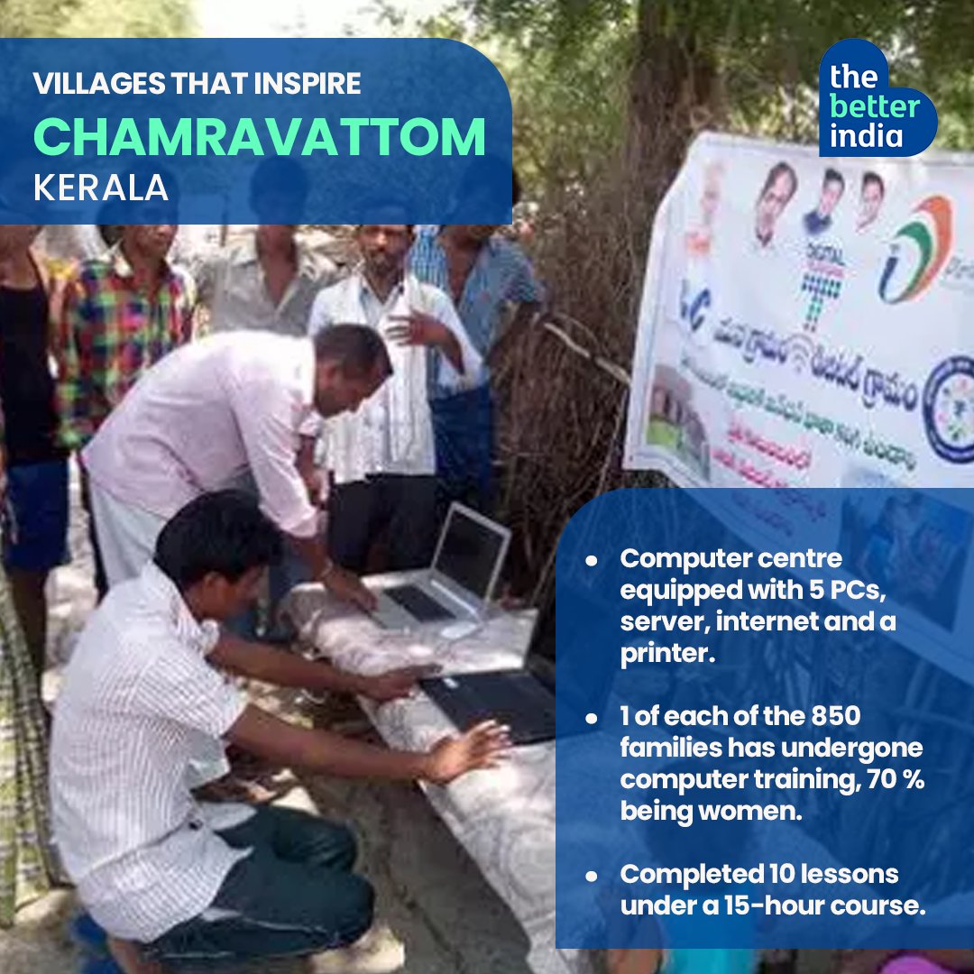 thebetterindia's tweet photo. #Chamravattom village, which lies on the banks of the #Bharathapuzha in #Kerala, is India's first 100% computer-literate village.

#VillagesThatInspires #IndianVillage #Literacy #DigitalIndia #Education https://t.co/OglRhBBGA6