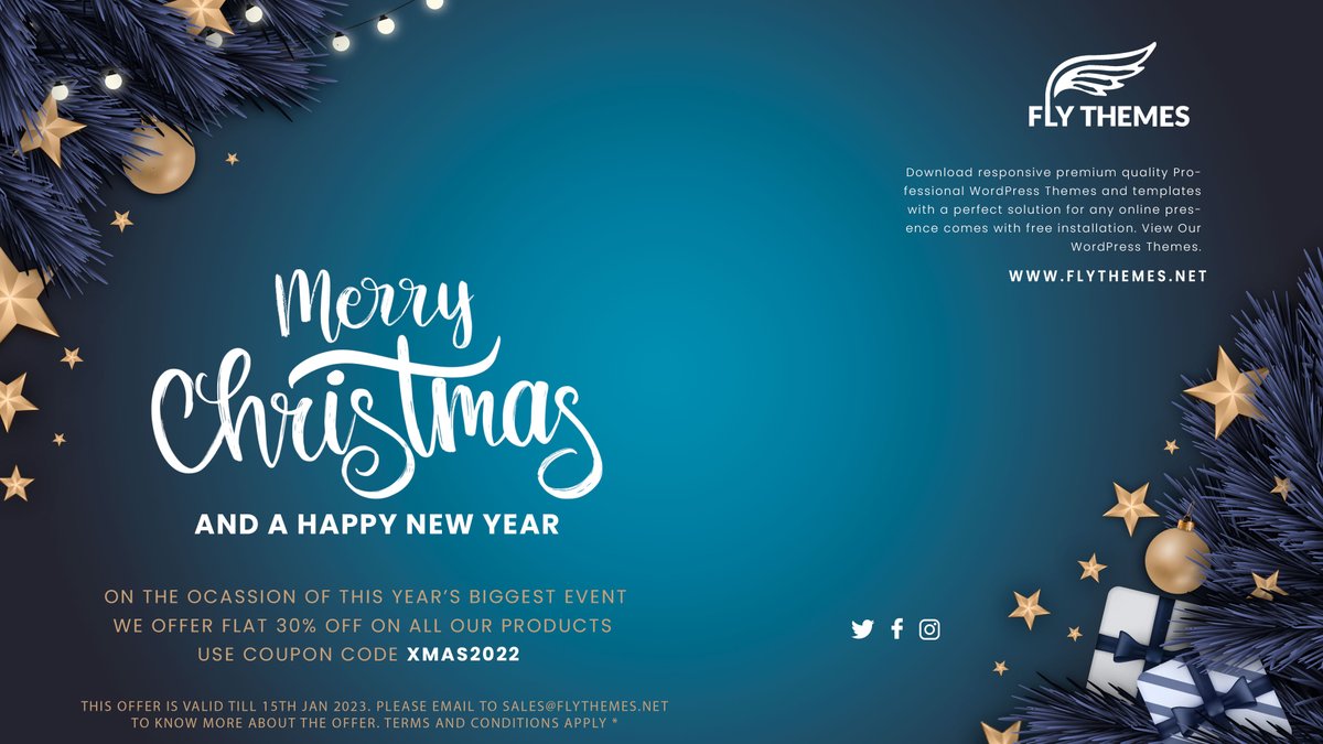 flythemes1's tweet photo. On the ocassion of this year's biggest event Flythemes offer big discount on all the products. Use coupon code XMAS2022

https://t.co/ZWj5RY2GYx

#offer #WordPress #Sales https://t.co/8QyMkyERSH