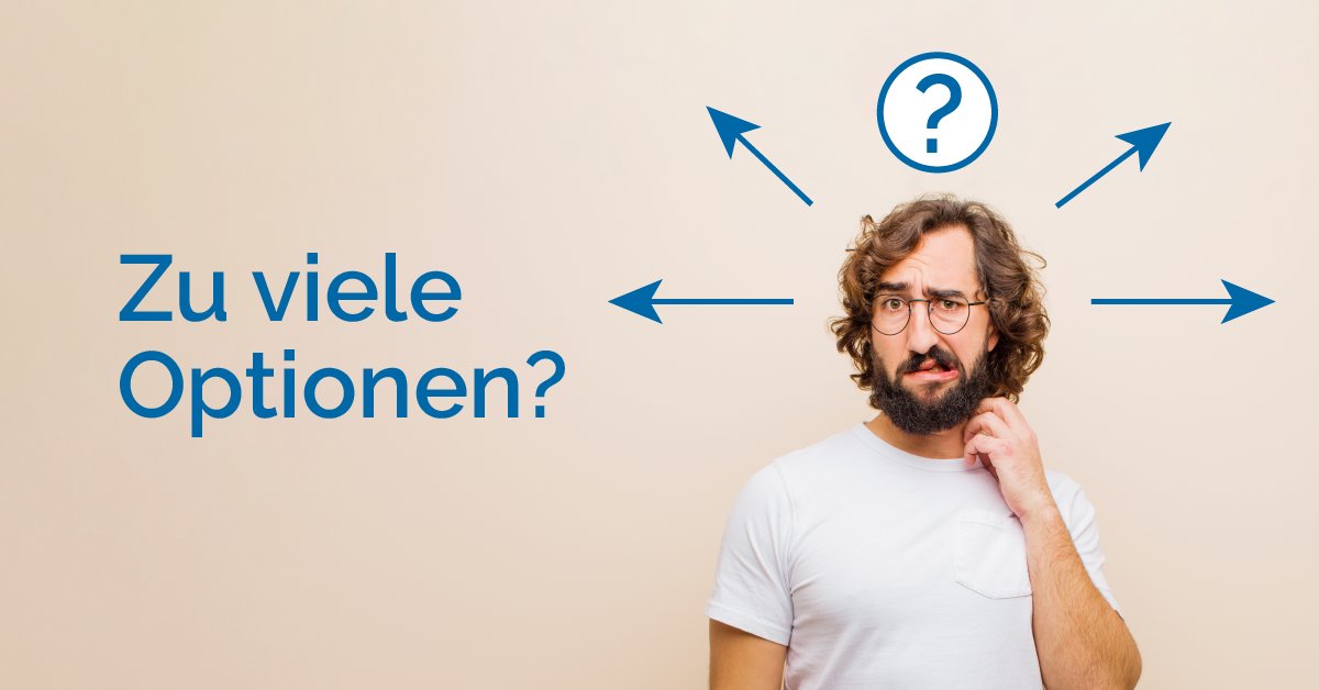 Hast Du schonmal was vom Paradox-of-Choice-Effekt gehört? 🤔

Eine große Auswahl an Optionen sorgt dafür, dass Kunden sich überfordert fühlen. Vereinfache Deinen Kunden die Entscheidung zum Kauf eines Produkts: quick-check.econda.de

#personalization #econda #ecommerce