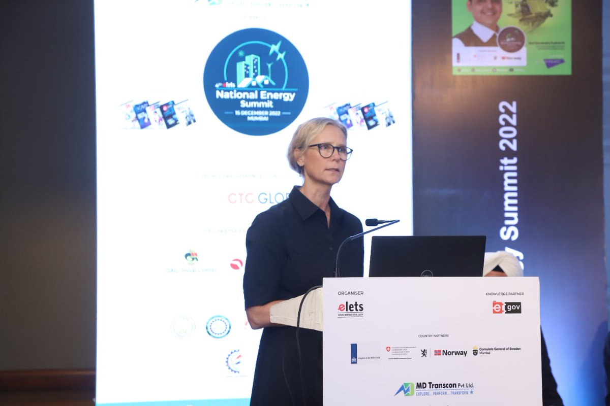 International Perspective: @annalekvall, Consul General of @SwedeninMumbai

- Sweden is seriously committed to the carbon neutrality target and it aims to achieve the same by 2045. We are the leader in the whole of Europe in terms of renewable energy usage. 

#EletsEnergy2022