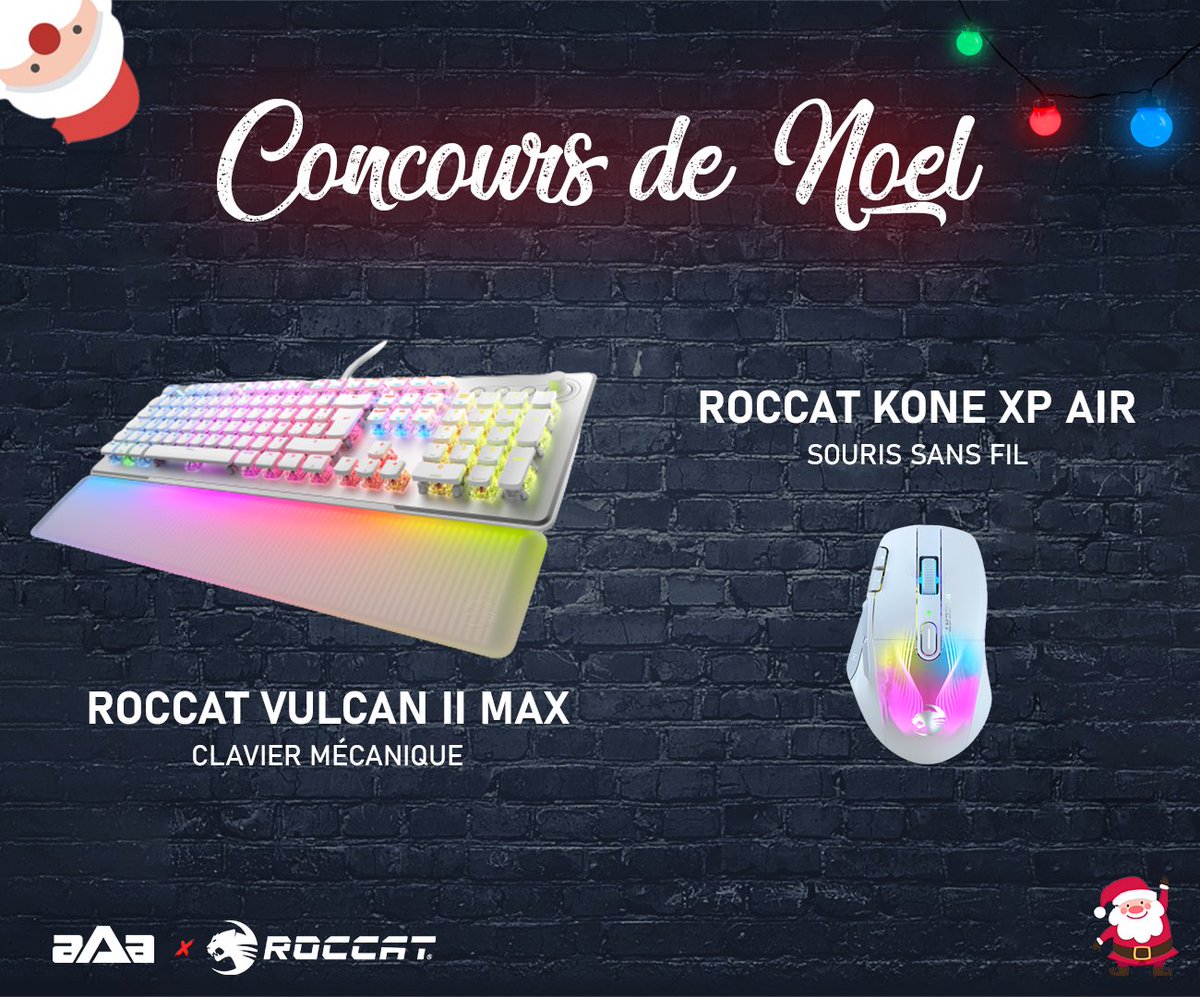 🎁 Nouveau #concours #giveaway de Noël ! 🎅

Avec les copains de ROCCAT, on vous fait gagner un pack Clavier + Souris !

Pour participer : 
🎄 RT et follow <a href="/aAaGaming/">*aAa*</a> + <a href="/ROCCATFrance/">Turtle Beach France (ex ROCCAT)</a>