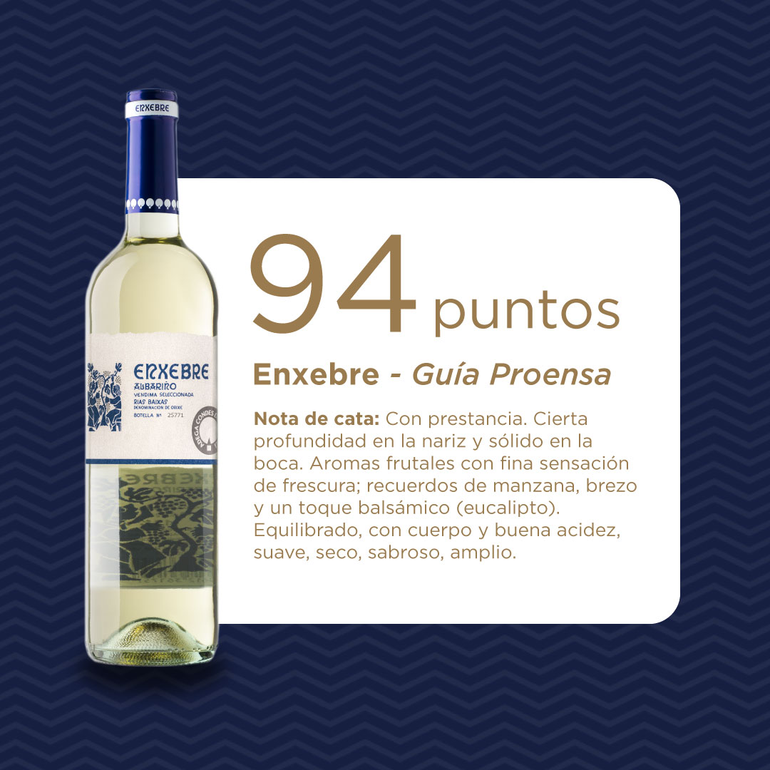 CondesdeAlbarei's tweet photo. ¡Seguimos con buenas noticias! 👏
💙 Nuestro Enxebre ha obtenido 94 puntos en la Guía #Proensa, la prestigiosa guía nacional de vinos.
Nuestro albariño está entre los mejores vinos de España de 2022 y queremos compartir nuestra emoción contigo.🥂 https://t.co/RghqwXFl5K