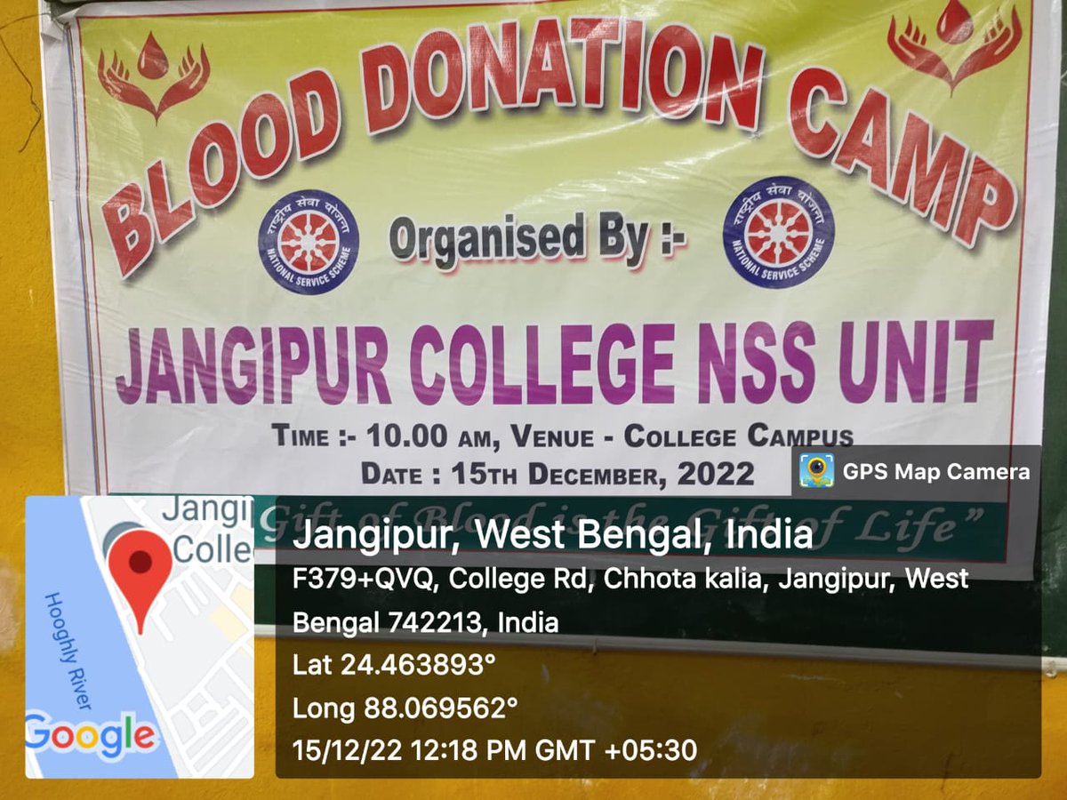 rdnss_kolkata's tweet photo. NSS unit of Jangipur College, Jangipur organised Blood donation camp. 80 units collected. @YASMinistry @_NSSIndia @ianuragthakur @NisithPramanik @pibyas @pankajsinghips https://t.co/b2PT3InVvE