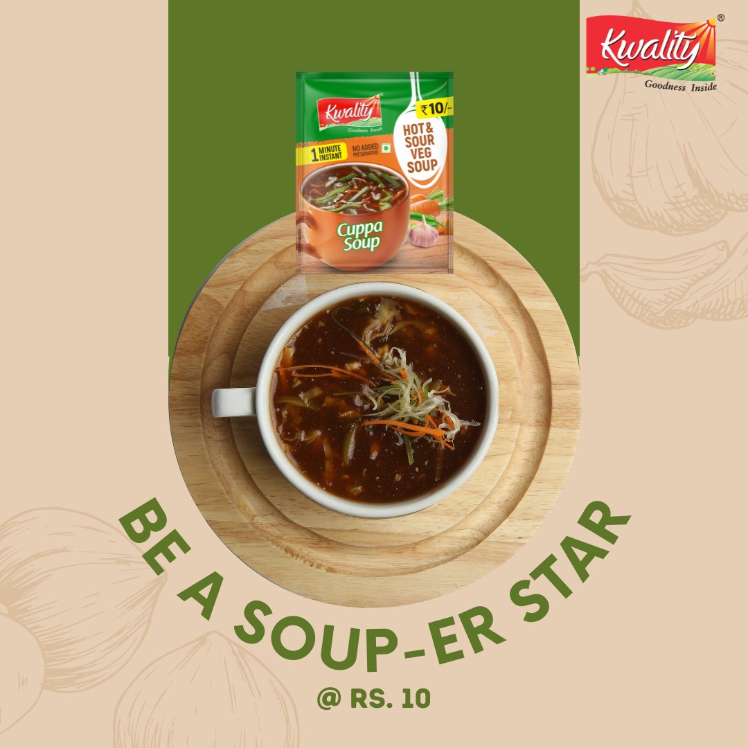 Kwality_Foods's tweet photo. A steaming bowl of soup is the ultimate comfort food. Enjoy Kwality Hot and Sour Veg Soup this winter!
.
.
.
#kwality #kwalityfoods #cuppasoup #soup #hotandsourvegsoup #hotandsoursoup #rs10 #1minuteinstant #instantsoup #winter #wintervibes https://t.co/6f3NXMxbiS