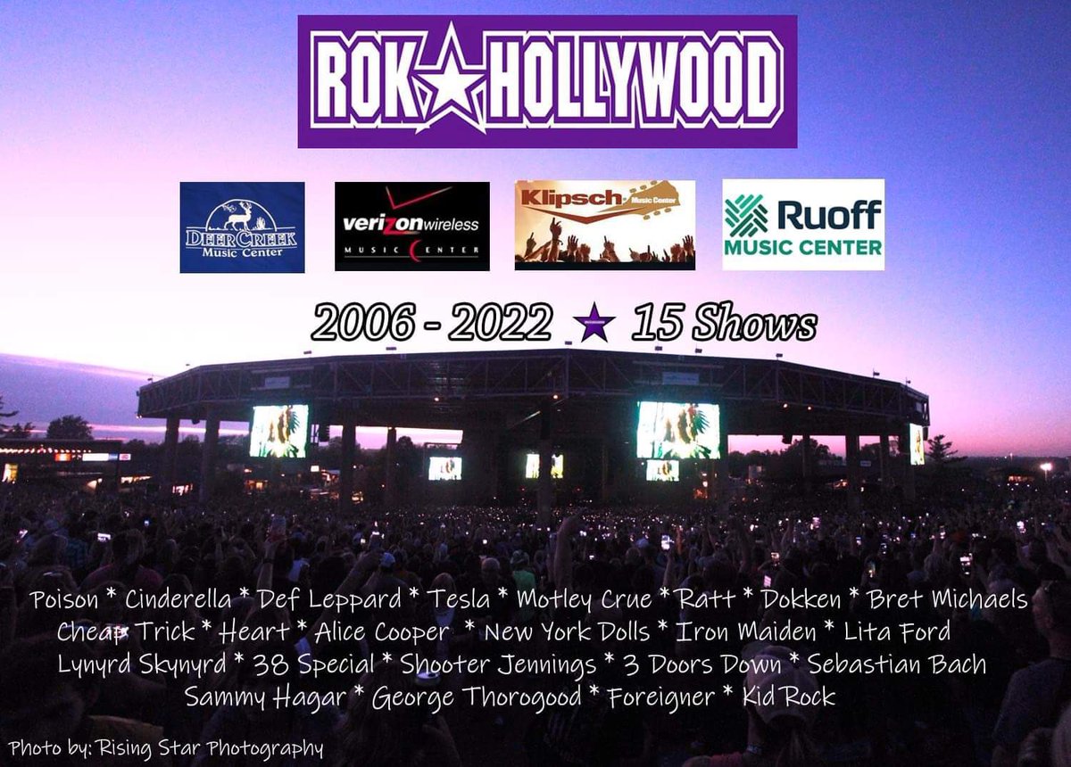 Rok Hollywood - 15 shows at Deer Creek/Verizon Wireless Music Center/Klipsch Music Center/Ruoff Music Center - One of our biggest accomplishments in the 20 years that we have been together. 16 years of Rok'ing this venue. 16 years of great memories that we will never forget.