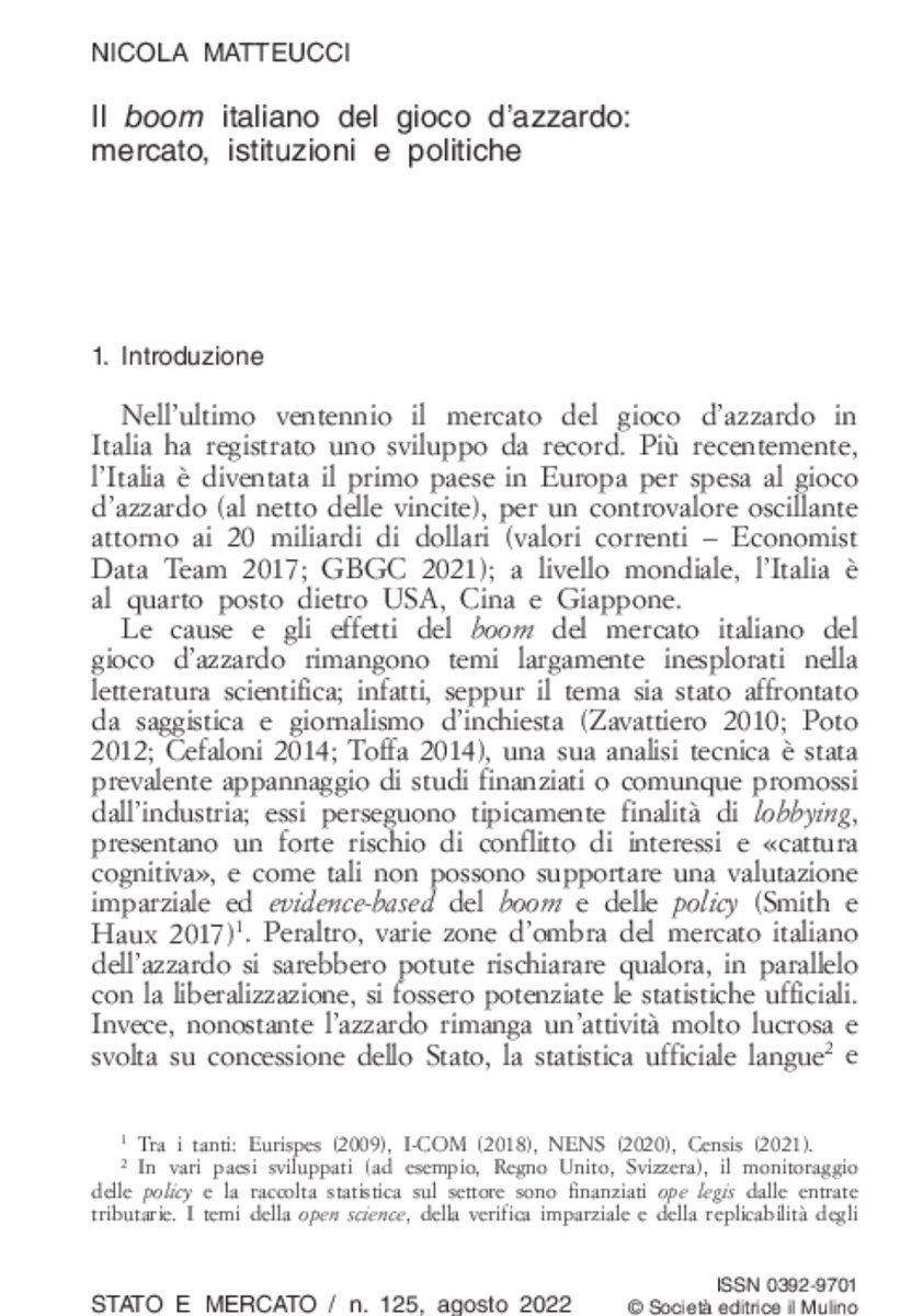 StatoeMercato's tweet photo. è online sul numero 2/2022 di SeM il paper di Nicola Matteucci che indaga il boom italiano del #gioco d'#azzardo, esplorando la domanda e l'offerta in questo mercato e le dimensioni #economiche, #sociali e #istituzionali.
👇🏻Qui il link all'articolo 
https://t.co/qExTE7ozqJ https://t.co/cNObJrSVJc