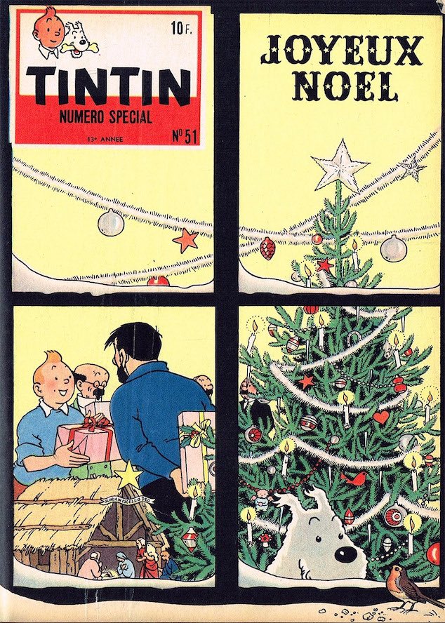 Dans un vide grenier, la couverture du magazine de Tintin spéciale Noël !! Attention image choquante et dangereuse... Je ne voudrais pas être embastillé aujourd'hui, pour crime de lèse-laïcité.#CrècheDeNoël #cultureDeNoël #Noel #NotreCulture #LesTraditionsDeNoël