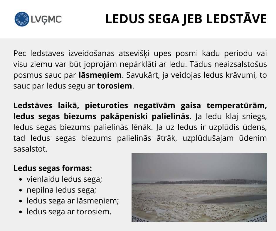 LVGMC_Meteo's tweet photo. Turpinoties spēcīgam salam, ūdenstilpēs veidojas ledus sega.
Ledus biezums ir nevienmērīgs! Uz ledus atrasties ir bīstami!
#Ledus #Infografika https://t.co/Du0yZNx0ja