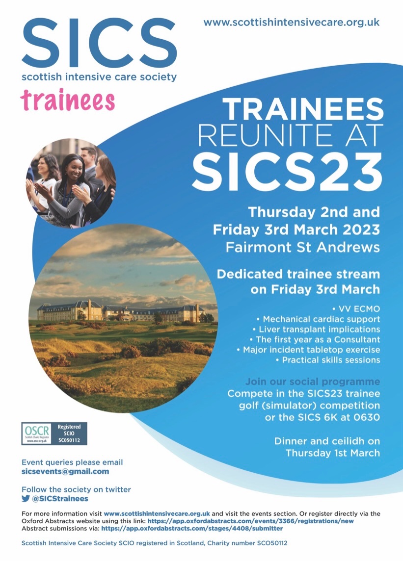 Trainee session at SICS23 on Friday 3rd March AM. All members of the MDT welcome. 
To book your place visit register at Oxford Abstracts: auth.oxfordabstracts.com/?redirect=/eve…