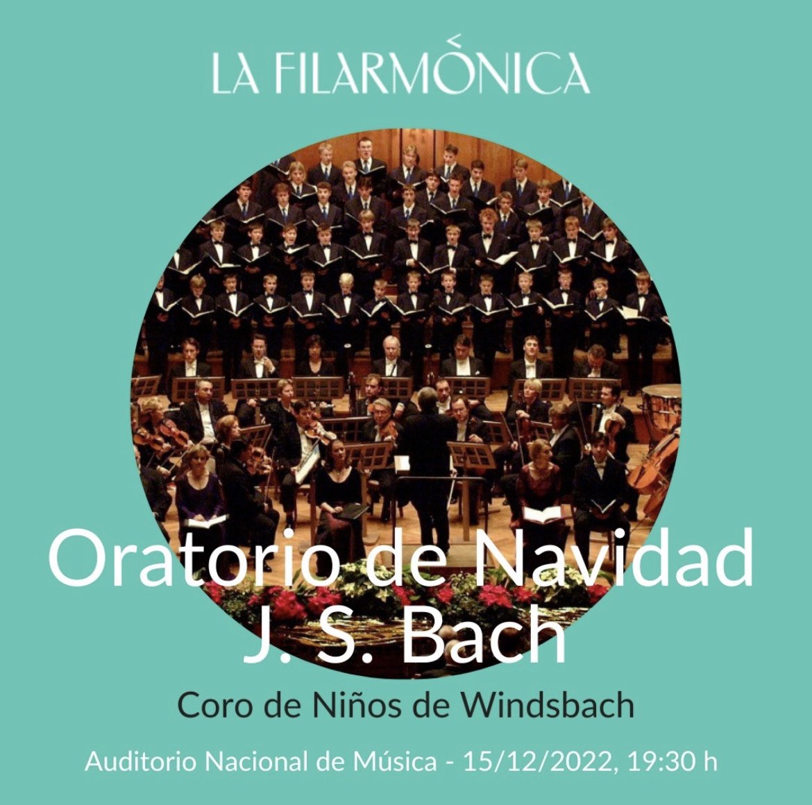 #AgendaConciertos

#Concierto de #Navidad de <a href="/lafilarmonicaLF/">La Filarmónica</a>. El Coro de niños de Windsbach junto a la <a href="/Obs_Live/">OBS</a>, interpretan el Oratorio de Navidad de J. S. #Bach. 

📌 JUE 15 dic | 19:30h
#AuditorioNacional