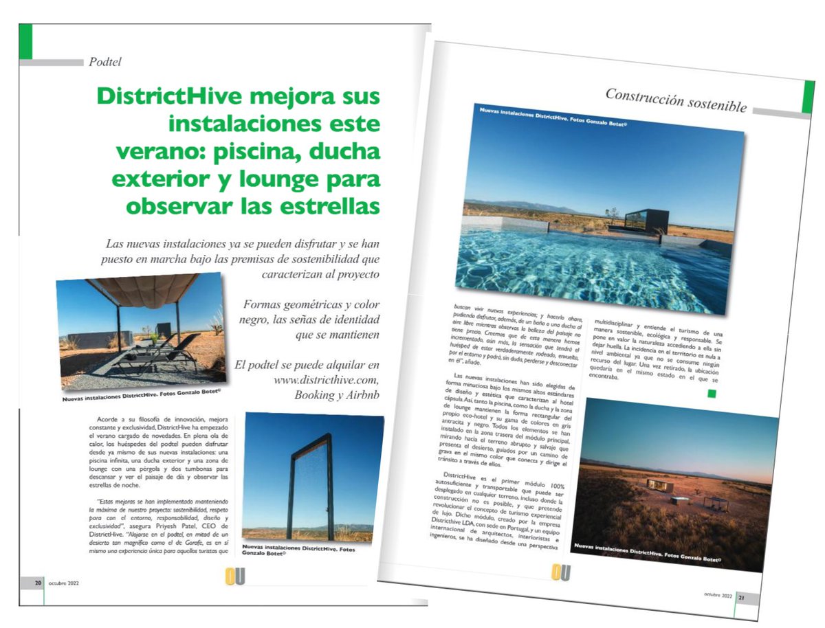 We love it when the media talks about us.  🗞️ n this case <a href="/Obrasurbanas/">OBRAS URBANAS</a> about last summer improvements in our facilities. We keep adding impacts! #DistrictHive #podtel #Gorafedesert