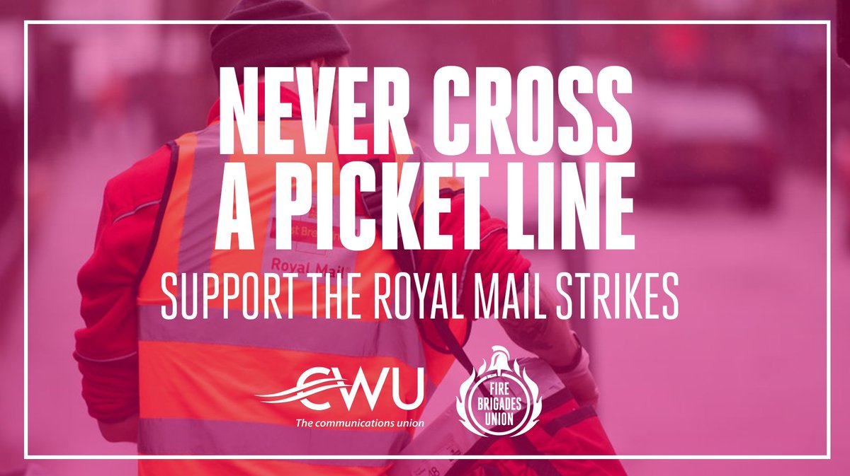 fbunational's tweet photo. Solidarity with @CWUnews posties as their fight for fair pay continues today.
They provide a vital service that has delivered huge profits for Royal Mail across the years. A decent pay rise shouldn't be too much to ask.
#FairPayForEveryWorker https://t.co/gSoRou4IrK