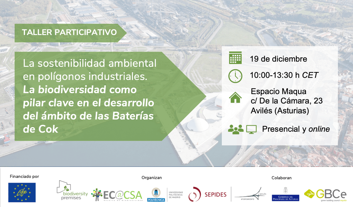 ecoacsa's tweet photo. 🗓️#AgendaAmbiental. La sostenibilidad ambiental en polígonos industriales. La #biodiversidad como pilar clave 🌳🦉🦋🐠 
Organizan @LIFE_BooGIBOP @ecoacsa @La_UPM #Sepides Colaboran @GBCEs @AytoAviles @GobAsturias
🖥️"Online" y presencial  
+ ℹ️y registro👉https://t.co/kYI4vThHeQ https://t.co/YrRHFXGhJj