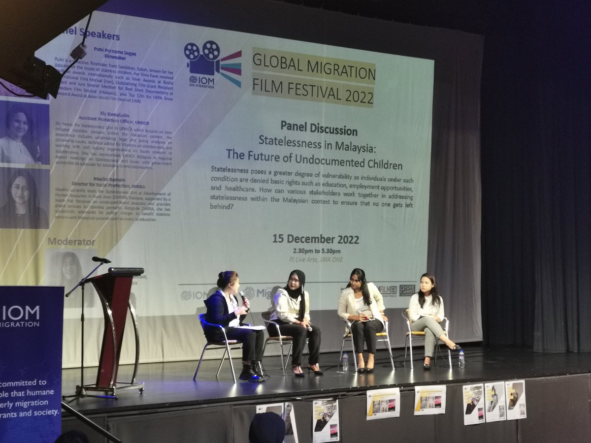 IOM's Global Migration Film Festival continued with 2 more screenings titled Disini Aku and Rumah Nadk Bertanah touching on Statelessness. A panel discussion is  ongoing on the issue of statelessness focusing on the future if undocumented children.