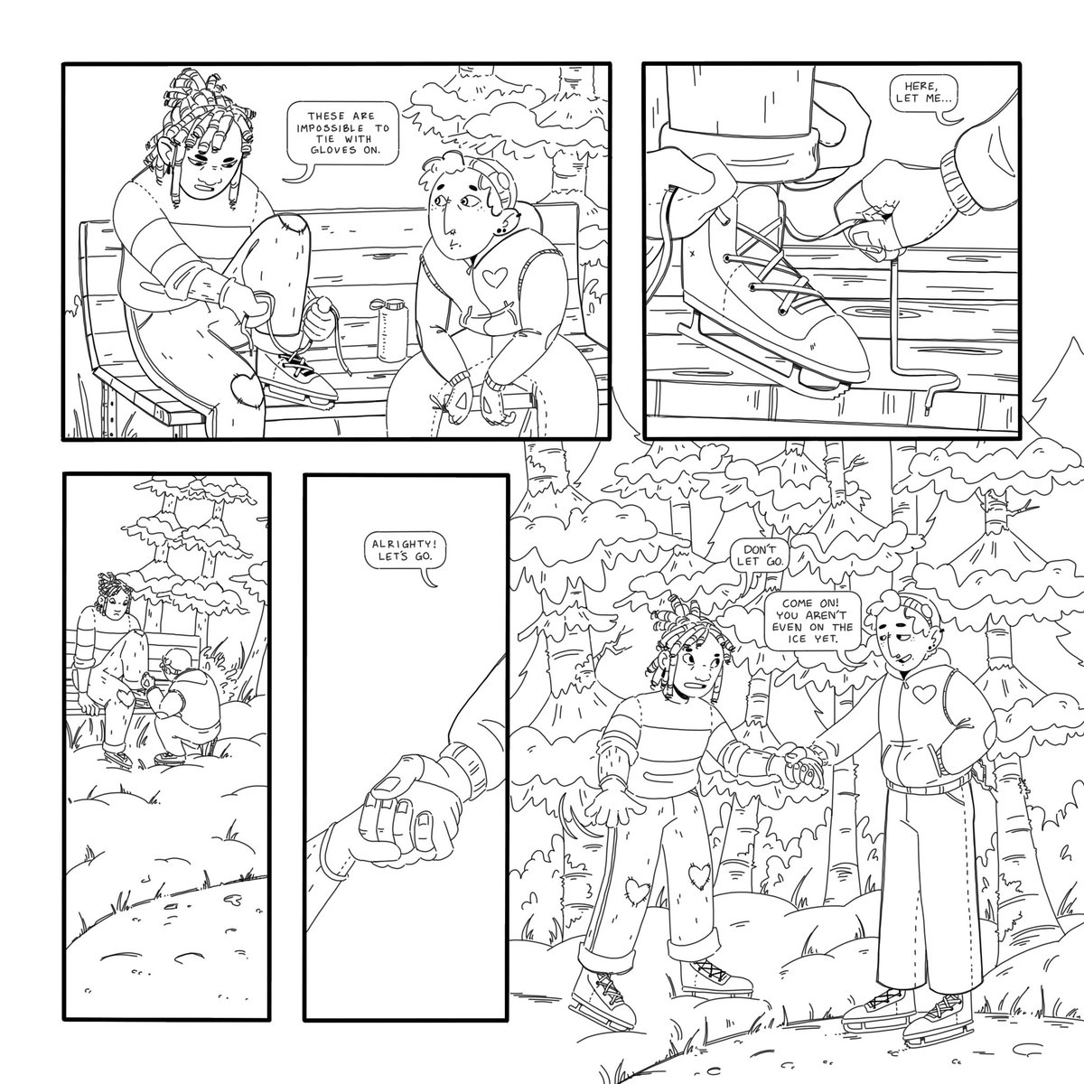 PatchworkZine's tweet photo. We are taking a brief hiatus for December to come back strong with a new issue in January!

In the mean time... We have some #winter-themed illustrations for you. Here are #wip snapshots of a cute #minicomic by @bored_amelia

#comic #comiczine #patchworkzine #snow #iceskating https://t.co/zpHoTWGVYT