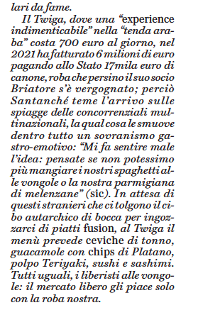 carlo_magnani's tweet photo. La Nostra @danielaranieri detta la linea, anzi, fa egemonia... e i social hanno pure proposto il menù poco autarchico del Twiga.... #GeneralIntellect #Averroè https://t.co/Xj8jtdzALw