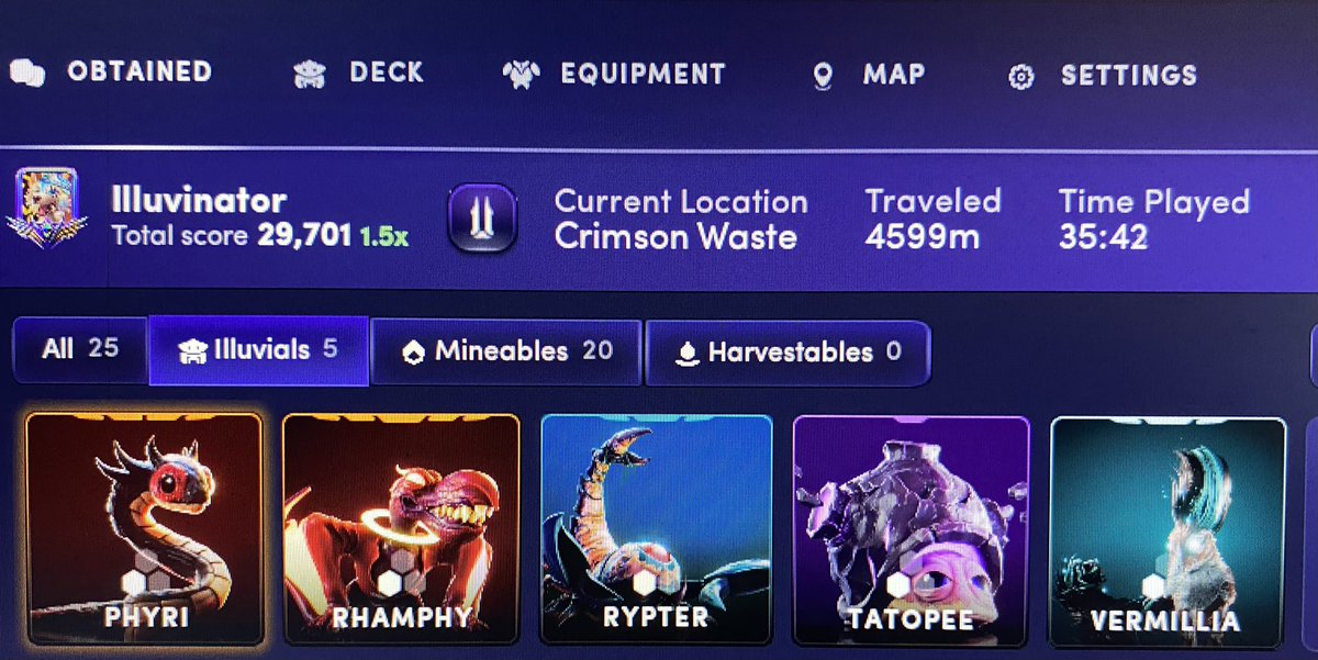 illuvinator's tweet photo. Just caught my first Phyri And Rhamphy! Good run!
Anyone has a Scoriox yet? π₯
@illuviumio Beta is epic, my congrats to the whole team!
#illuvium #FightForEth $ILV https://t.co/fTrfCVAxtn