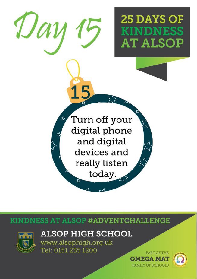 #AdventChallenge #Kindness  
<a href="/AlsopHighSch/">Alsop High School</a>

 #Advent Day 15 -  #ThursdayThoughts #BePositive #ShowYouCare