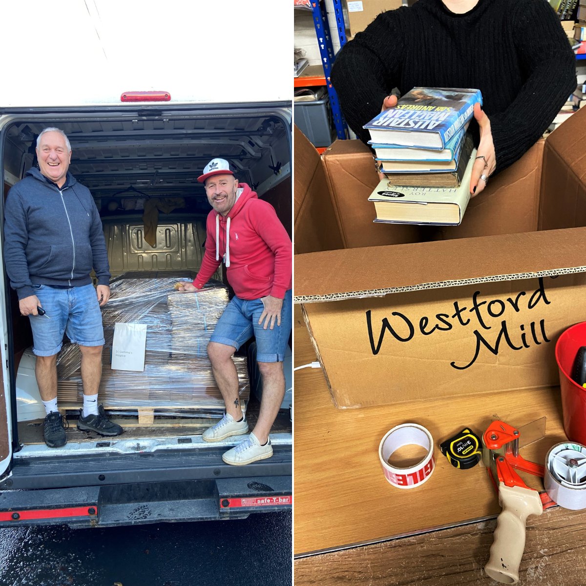 stgemmashospice's tweet photo. Our eCommerce team would like to thank our corporate partners, @GreyhoundBox and @InfinityIncHQ, for generously donating cardboard boxes to them 📦👏

The team always need boxes to package items they sell on eBay and Vinted, so these will significantly help our retail operation. https://t.co/EEEEHFn9PB