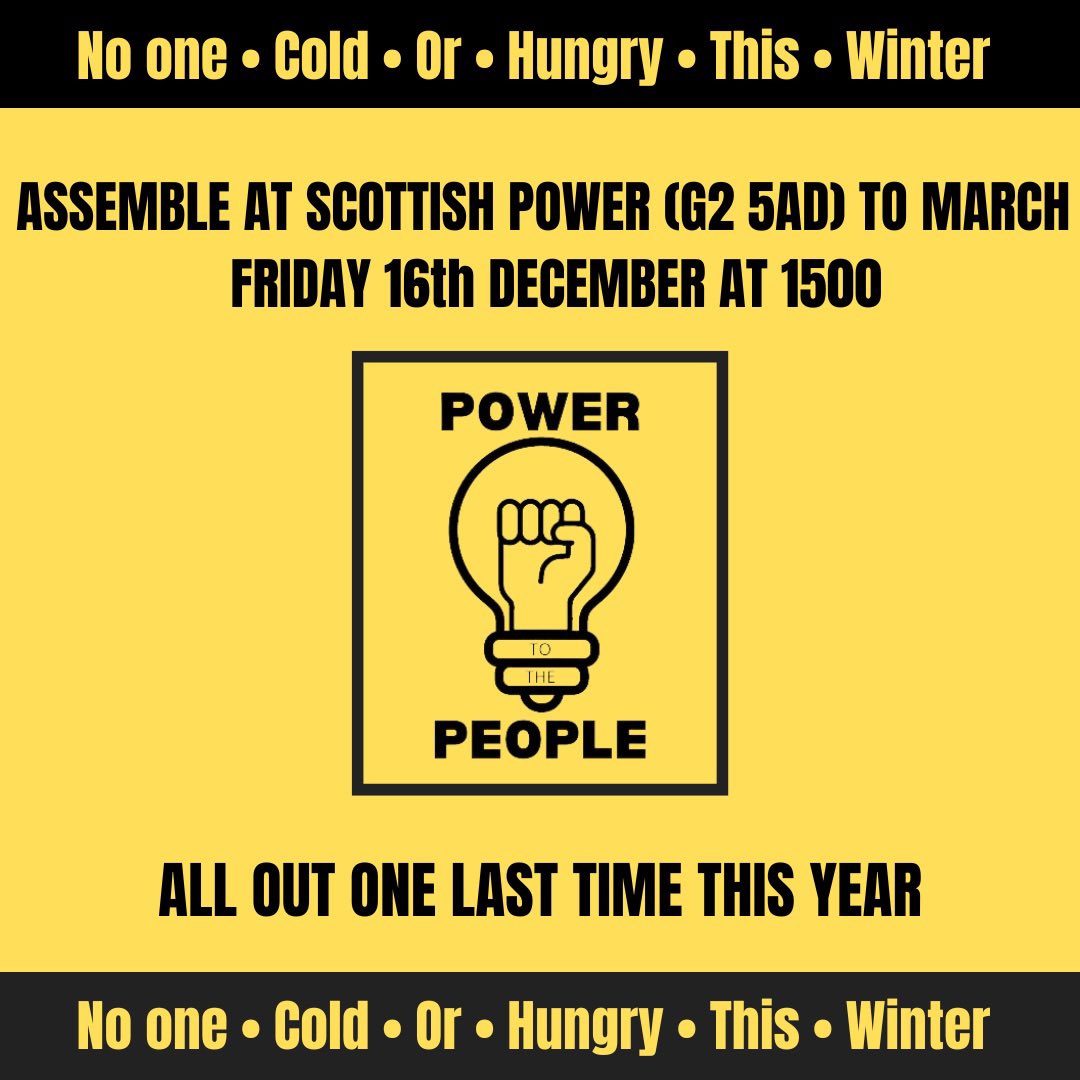 PTTPGlasgow's tweet photo. JOIN US TOMORROW

In this weather, warm homes are the bare minimum. Let’s fight to freeze prices not people. 

#EnoughIsEnough https://t.co/TiqoPOqXji