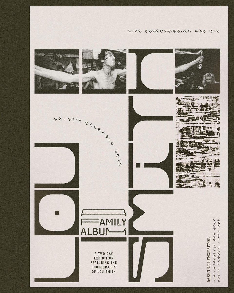 @dashthehengestore is proud to present “Lou Smith - A Family Album” - A Two Day Exhibition of the photography of @lousmithphoto 

🔊 Friday 7pm - @_mayaid_ LIVE
🔊 Saturday 4pm - Q&amp;A with Lou Smith
🔊 Saturday 5pm - @fat_white_family LIVE