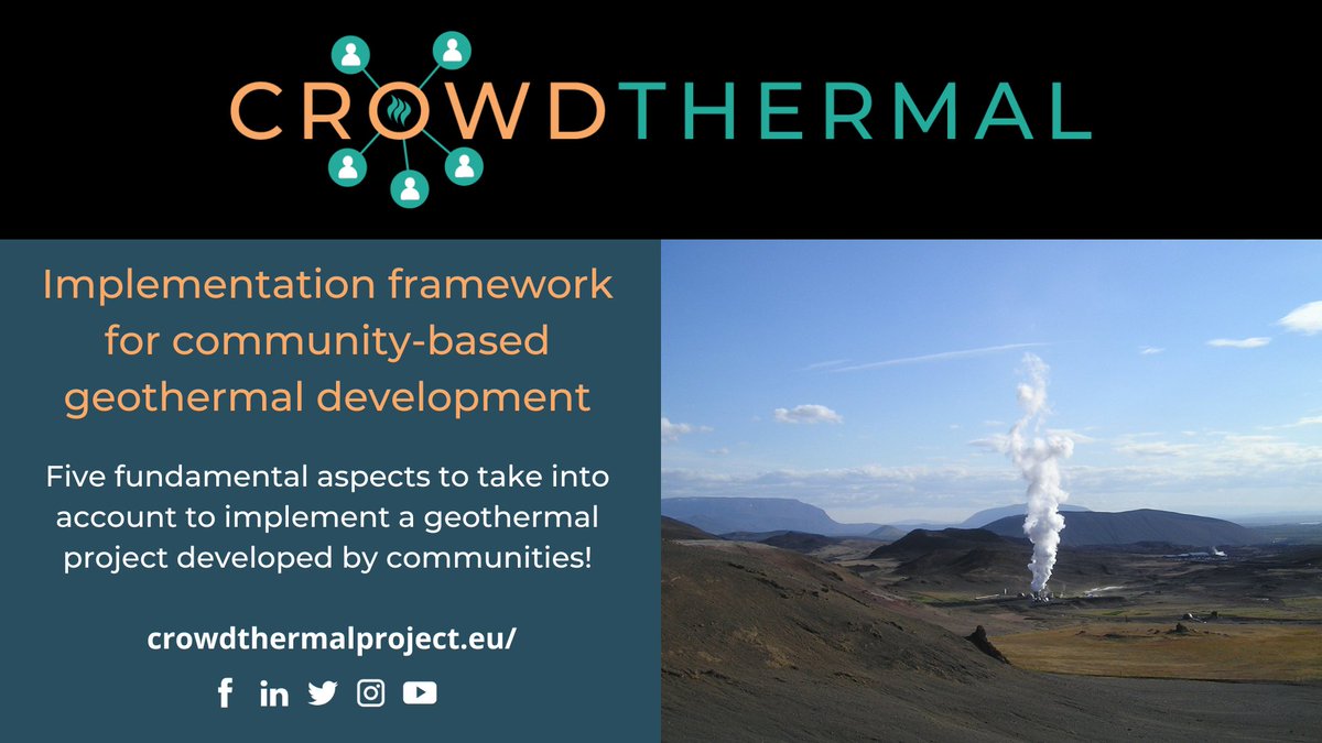 ℹ️ #CoreServicesTutorials: Implementation framework for community-based geothermal development.
CROWDTHERMAL studied the necessary conditions for the development of community-based financing #geothermal projects!
Check the tutorial for this tool below👇
bit.ly/3V1T4SD