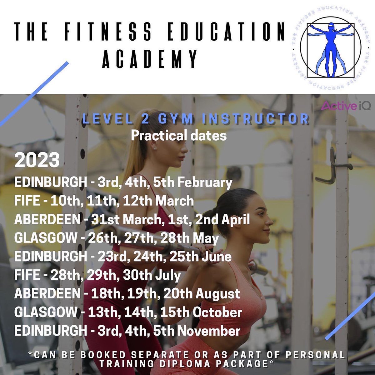 FEAScotland's tweet photo. DISCOUNTED QUALIFICATIONS until the end of 2022!

Start your year on a journey towards your new career 🎓

#fitnesseducation #fitnesscourses #fitnesscareer #fitnessindustryuk #trainingprovider #activeiq #fitnesstrainer @Active__IQ https://t.co/ZZp8isdimH