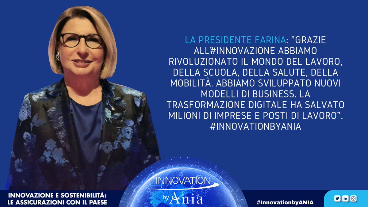 La Presidente Farina: "Grazie all’#innovazione abbiamo rivoluzionato il mondo del lavoro, della scuola, della salute, della mobilità. Abbiamo sviluppato nuovi modelli di business. La trasformazione digitale ha salvato milioni di imprese e posti di lavoro".
#InnovationbyANIA