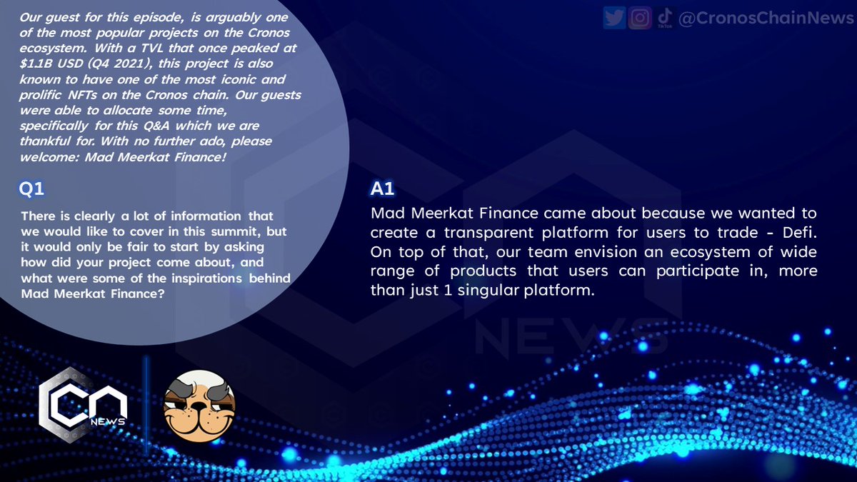🧵1. Here is our Q&amp;A with <a href="/MMFcrypto/">Na Dai</a> (10min read🤓)

Prizes:
$200 USD worth of #MMF to 2 winners ($100/each)
1 MMT #NFT to 1 winner 

Rules: 
🔹RT +♥️the thread
🔹Follow <a href="/CronosChainNews/">CronosChainNews.Com</a>
 + <a href="/MMFcrypto/">Na Dai</a> 
🔹Tag 2 friends 
🔹Comment #cronoschainnews + #MMF 

Good luck!