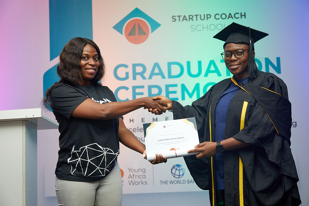 GhanaTechLab's tweet photo. 𝗚𝗿𝗮𝗱𝘂𝗮𝘁𝗶𝗼𝗻 𝗖𝗲𝗿𝗲𝗺𝗼𝗻𝘆 𝗼𝗳 𝗦𝘁𝗮𝗿𝘁𝘂𝗽 𝗖𝗼𝗮𝗰𝗵 𝗦𝗰𝗵𝗼𝗼𝗹

10 coaches were awarded certificates for graduating from the Startup Coach School. 

#StartupCoachSchool
#GraduationCeremony
#GTLImpact
#GhanaTechLab https://t.co/KPnFAIkbxP